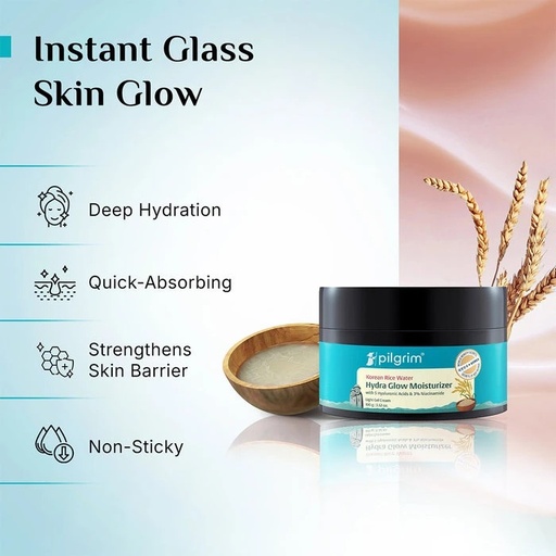 Pilgrim Korean Rice Water Hydra Glow Moisturizer - 100gm | Jeevee