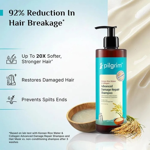 Pilgrim Korean Rice Water & Collagen Advanced Damage Repair Shampoo ...