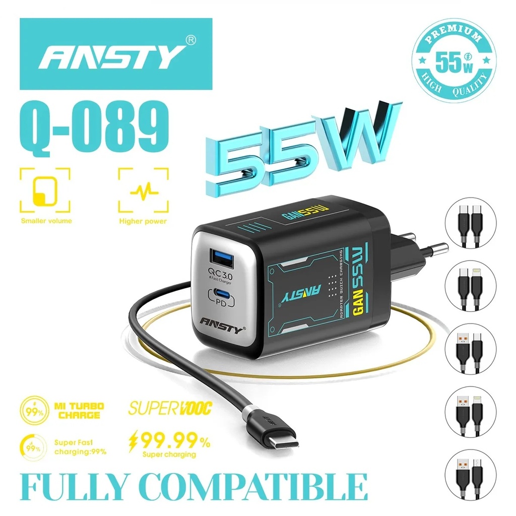 Ansty 55watt Fast Charger (type C To Iphone ) Q-089-pi | Jeevee