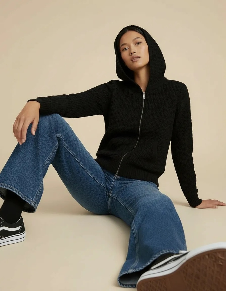 Salt High-collar Fuzzy Jacket (black) | Jeevee